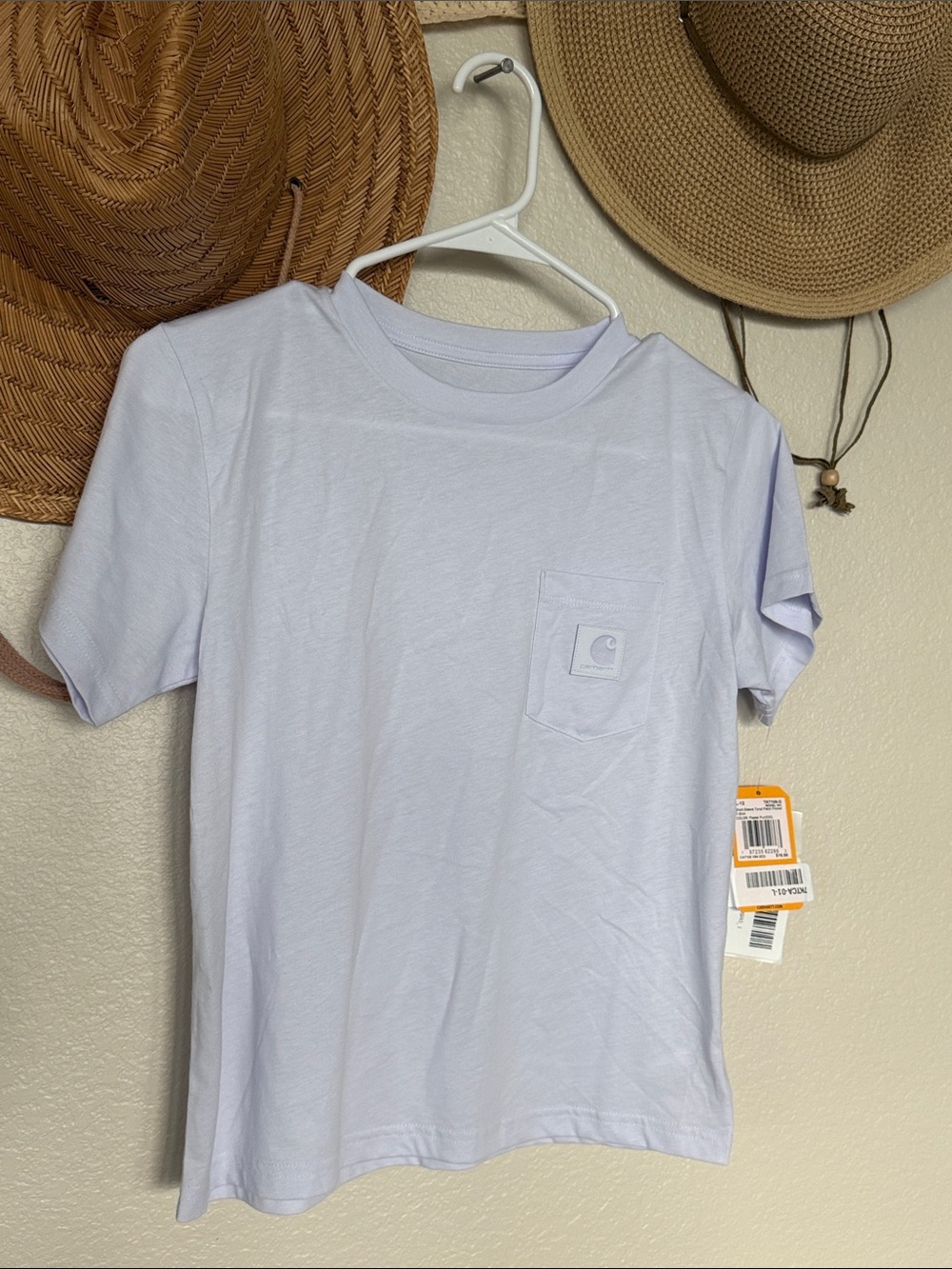 NWT Carhartt Short Sleeve Pocket T‑Shirt in Pastel Purple, Girls Large, Size 12